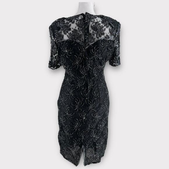 Vintage Y2K Beaded Black Beaded Spider Deco Dress Goth 8 Robert Anthony - Picture 6 of 11